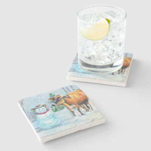 Dessous-de-verre En Pierre Noël Cowboy Snowman