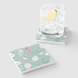 Dessous-de-verre En Pierre Noël d'hiver Mittens Motif à Mint