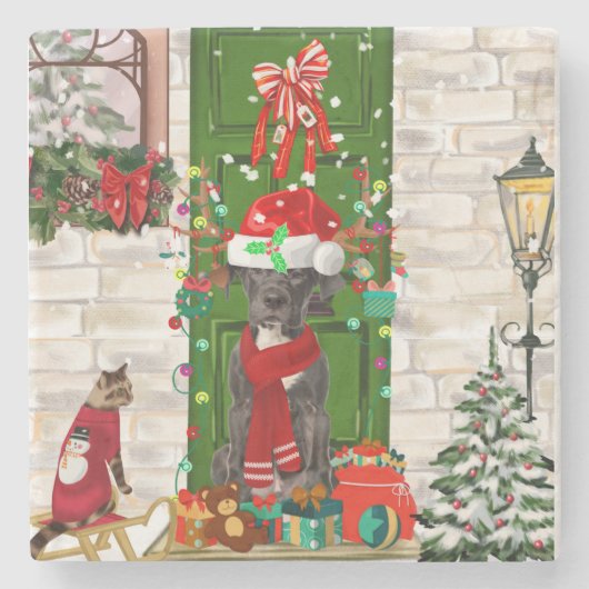 Dessous-de-verre En Pierre Noël du grand chien Danois (Devant)