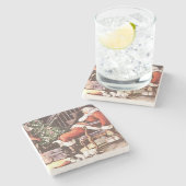 Dessous-de-verre En Pierre Noël du Père Noël fatigué (Côté)