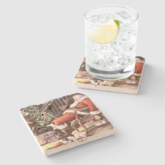 Dessous-de-verre En Pierre Noël fatigué du père noël (Côté)