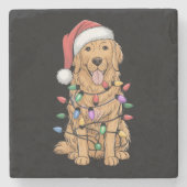 Dessous-de-verre En Pierre Noël Golden Retriever Amoureux des chiens Cadeau M (Devant)