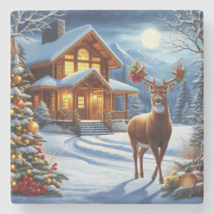 Dessous-de-verre En Pierre Noël/Hiver Deer Lodge