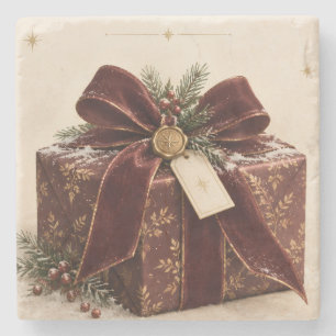 Dessous-de-verre En Pierre Noël Luxueux Élégant, Beau Style de Boîte-Cadeau