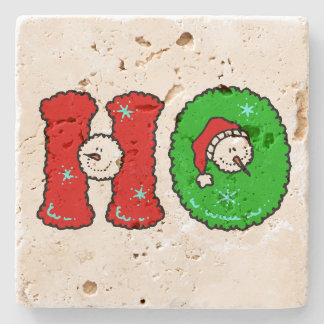 Dessous-de-verre En Pierre Noël mignon de bonhomme de neige de rire de HOHOHO