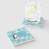 Dessous-de-verre En Pierre noël, noël, manchot, fleurs (Côté)