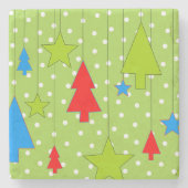 Dessous-de-verre En Pierre Noël vert et blanc (Devant)