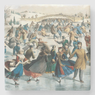 Dessous-de-verre En Pierre Noël victorien Central Park Currier & Ives