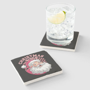 Dessous-de-verre En Pierre Noël vintage Retro Pink Père Noël