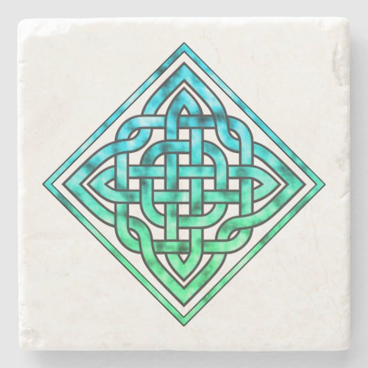 Dessous-de-verre En Pierre Noeud celtique - Bleu diamant Vert (Devant)