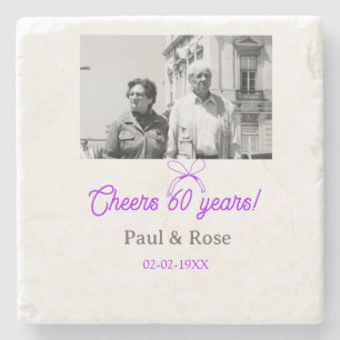 Dessous-de-verre En Pierre Nœud violet pour les 60 ans d'anniversaire de mari