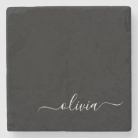 Noir Blanc Moderne Minimaliste Élégant Monogramme