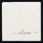 Dessous-de-verre En Pierre Noir Blanc moderne Script Girl Monogramme Nom<br><div class="desc">Noir et blanc Simple Script Monogramme Nom Carreaux de pierre. Cela rend la remise de diplômes parfaite,  doux 16 ans,  mariage,  douche nuptiale,  anniversaire,  baby shower ou cadeau de fête de bachelorette pour quelqu'un qui aime le luxe glam et les styles chic.</div>