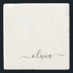 Dessous-de-verre En Pierre Noir Blanc moderne Script Girl Monogramme Nom<br><div class="desc">Noir et blanc Simple Script Monogramme Nom Carreaux de pierre. Cela rend la remise de diplômes parfaite,  doux 16 ans,  mariage,  douche nuptiale,  anniversaire,  baby shower ou cadeau de fête de bachelorette pour quelqu'un qui aime le luxe glam et les styles chic.</div>