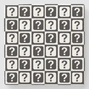 Dessous-de-verre En Pierre Noir blanc Question Mark Riddle Block Monogramme
