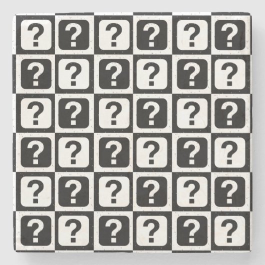Dessous-de-verre En Pierre Noir blanc Question Mark Riddle Block Monogramme (Devant)
