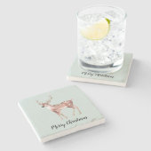 Dessous-de-verre En Pierre Noir de Noël vert rose pâle (Côté)