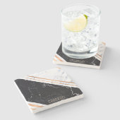 Dessous-de-verre En Pierre Noir et Marbre blanc (Côté)