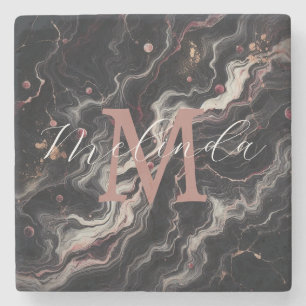 Dessous-de-verre En Pierre Noir Marbre Simple Pierre & Granit Drinkware