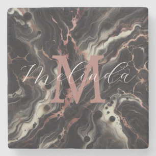 Dessous-de-verre En Pierre Noir Marbre Simple Pierre & Granit Drinkware