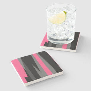 Dessous-de-verre En Pierre Noir rose et gris