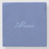 Dessous-de-verre En Pierre Nom Calligraphie Script Simple Bleu (Devant)