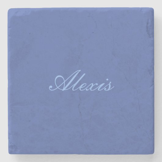 Dessous-de-verre En Pierre Nom Calligraphie Script Simple Bleu (Devant)