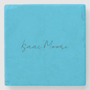 Dessous-de-verre En Pierre Nom de calligraphie de script bleu clair élégant