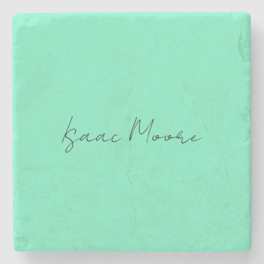 Dessous-de-verre En Pierre Nom de calligraphie de script bleu vert élégant (Devant)