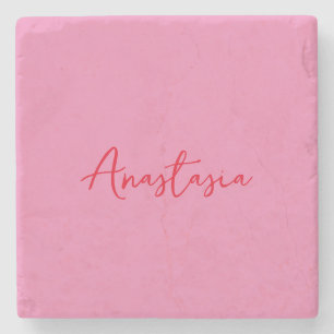 Dessous-de-verre En Pierre Nom de calligraphie professionnelle rose personnal