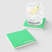 Dessous-de-verre En Pierre Nom de couleur verte Aurora (Côté)
