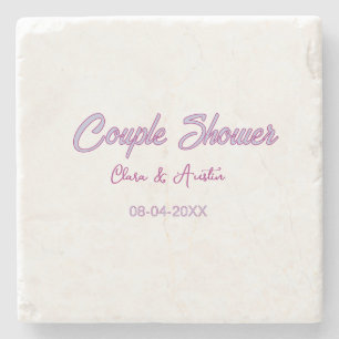 Dessous-de-verre En Pierre nom de douche de couple date gris tendance simple
