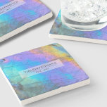 Dessous-de-verre En Pierre Nom de famille coloré moderne personnalisé<br><div class="desc">La superbe photo en pierre de labradorite en arc-en-ciel colorée en arc-en-ciel offre un cadre parfait pour un design simple et moderne. Il s'agit d'un closep d'une véritable pierre naturelle en labradite avec le bleu, le violet, le rose, le jaune et le vert. Ils peuvent être utilisés pour n'importe quelle...</div>
