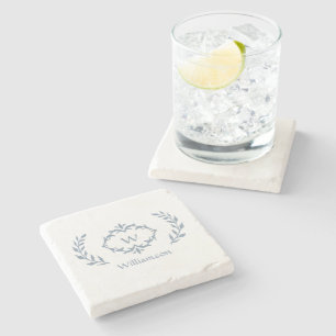 Dessous-de-verre En Pierre Nom de famille en monogramme Couronne de laurier B