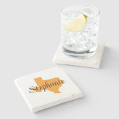 Dessous-de-verre En Pierre Nom de script bouclé Orange Texas (Côté)