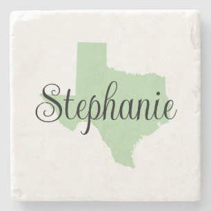 Dessous-de-verre En Pierre Nom de script bouclé vert pâle Texas