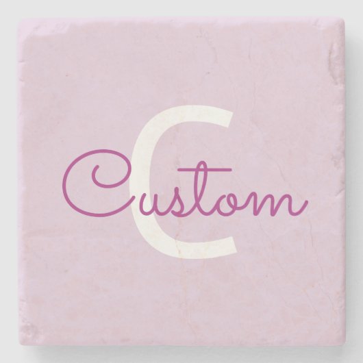 Dessous-de-verre En Pierre Nom de script & monogramme | Magenta & Violet clai (Devant)