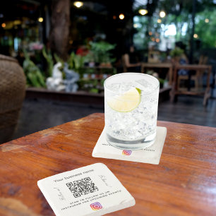 Dessous-de-verre En Pierre Nom d'entreprise qr code instagram