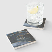 Dessous-de-verre En Pierre Nom du monogramme Agate Marine Bleu Gold Gemstone (Côté)