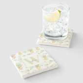 Dessous-de-verre En Pierre Nom du monogramme de l'ananas tropical (Côté)