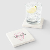 Dessous-de-verre En Pierre Nom du monogramme noir élégant (Côté)