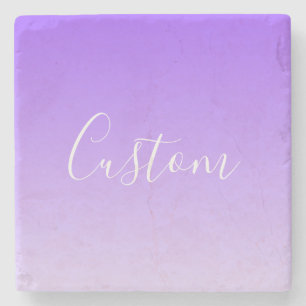 Dessous-de-verre En Pierre Nom en écriture cursive & ombre légère violette mo
