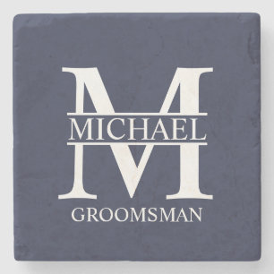 Dessous-de-verre En Pierre Nom et monogramme du Groomsman personnalisé