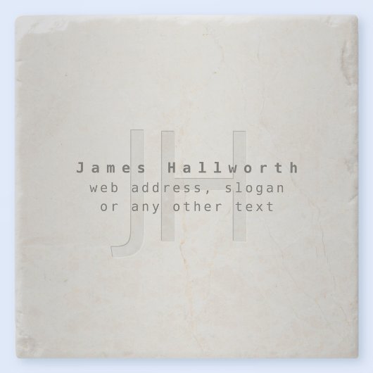 Dessous-de-verre En Pierre Nom et Slogan modifiable moderne | Gradient gris