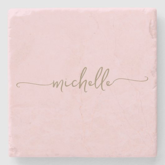 Dessous-de-verre En Pierre Nom Monogramme en Écriture Calligraphique Élégante (Devant)