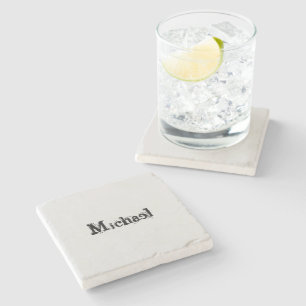 Dessous-de-verre En Pierre Nom monogramme moderne minimaliste noir gris