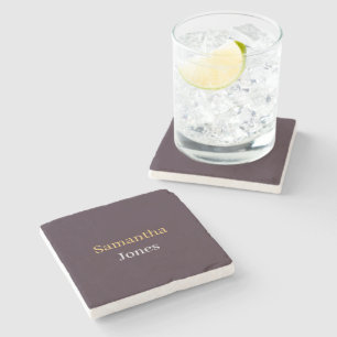Dessous-de-verre En Pierre Nom personnalisé moderne minimaliste bordeaux