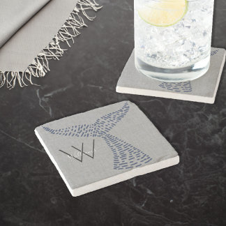 Dessous-de-verre En Pierre Nom personnel Nautical Whale Tail Art