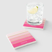 Dessous-de-verre En Pierre Nom rose et or brillant personnalisé (Côté)
