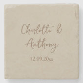 Dessous-de-verre En Pierre Noms de calligraphie créative mariage Date (Devant)